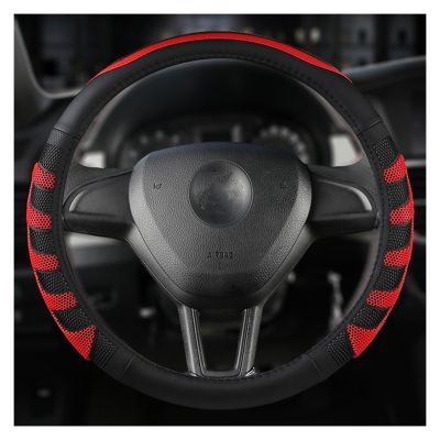 FUERU Car Steering Wheel Cover Set Car Steering Wheel Cover Comfortable Leather Waterproof Anti-Wrinkle Creative Car Interior (Color : 1#)