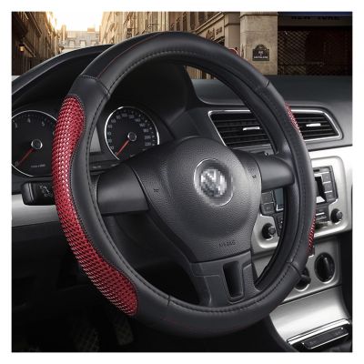 FUERU Car Steering Wheel Cover Set Car Steering Wheel Cover Durable Leather Moisture Absorption Anti-Wrinkle Car Interior (Color : 1#)