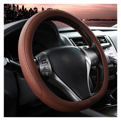 FUERU Car Steering Wheel Cover Set Car Steering Wheel Cover D Type Breathable Leather Comfortable Shock-Absorbing Car Upholstery (Color : 3#)