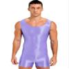 Rswnyirn Men's Shiny Glossy Athletic Supporters One Piece Bodysuit Slim Fit Active Singlet Leotard Lavender X-Large view 1