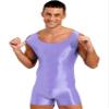 Rswnyirn Men's Shiny Glossy Athletic Supporters One Piece Bodysuit Slim Fit Active Singlet Leotard Lavender X-Large view 2