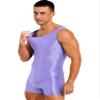 Rswnyirn Men's Shiny Glossy Athletic Supporters One Piece Bodysuit Slim Fit Active Singlet Leotard Lavender X-Large view 3