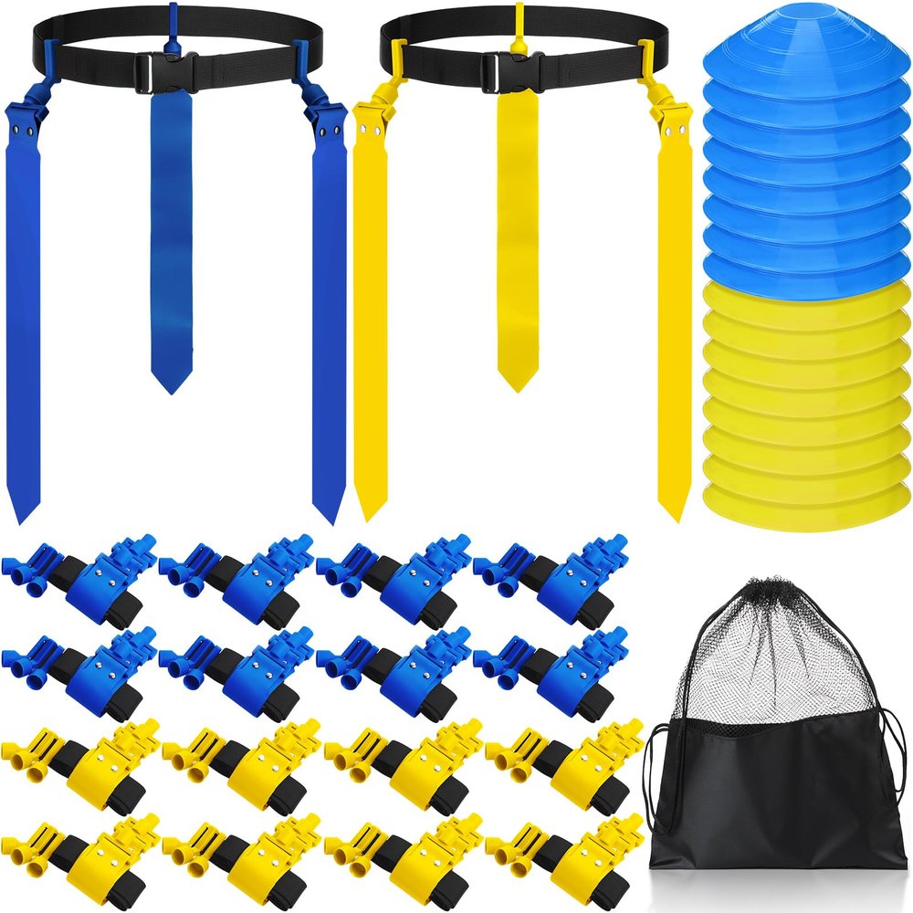 Wettarn 16 Players 10/16 Player Flag Football Belt Set,Blue, Yellow