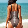 American Football Rugby Women's One Piece Swimsuit Adjustable Bathing Suit Print Sport Swimwear M view 4