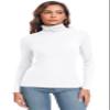 Basic Mock Turtleneck Top Shirts Long Sleeve for Women White Small view 2
