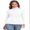 Basic Mock Turtleneck Top Shirts Long Sleeve for Women White Small view 3