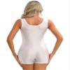 Rswnyirn Women's Shiny Glossy One-Piece Boyleg Bathing Suit Sleeveless Sport Workout Yoga Leotard White X-Large view 2