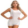 Rswnyirn Women's Shiny Glossy One-Piece Boyleg Bathing Suit Sleeveless Sport Workout Yoga Leotard White X-Large view 3