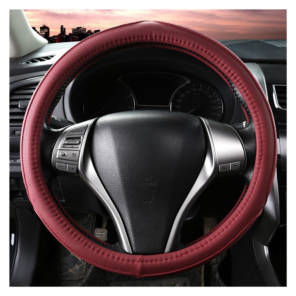 FUERU Car Steering Wheel Cover Set Car Steering Wheel Cover Comfortable Leather Sweat-Absorbing and Breathable Fashion Car Interior (Color : 3#)