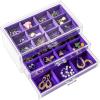 ProCase Earring Holder Organizer Jewelry Box with 3 Drawers, Acrylic Clear Earring Case with Adjustable Velvet Trays for Women - Purple, 3 Layers view 1