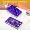 ProCase Earring Holder Organizer Jewelry Box with 3 Drawers, Acrylic Clear Earring Case with Adjustable Velvet Trays for Women - Purple, 3 Layers view 2