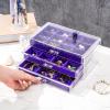 ProCase Earring Holder Organizer Jewelry Box with 3 Drawers, Acrylic Clear Earring Case with Adjustable Velvet Trays for Women - Purple, 3 Layers view 3