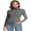 Qaffier Women Turtleneck Long Sleeve Shirt Pullover High Neck Undershirt Thermal Shirts Dark Grey X-Large view 1