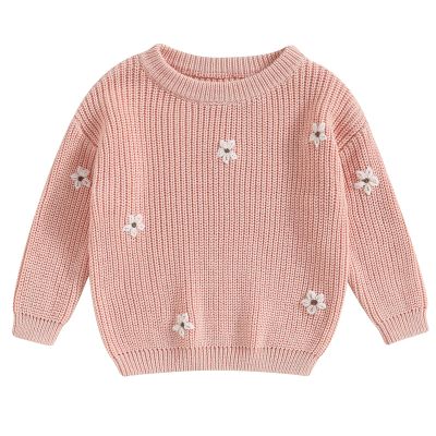Mubineo Baby Girl Winter Clothes Cute Flower Sweater Crewneck Pullover Long Sleeve Knit Newborn Infant Sweaters (US, Age, 6 Months, 9 Months, Pink)