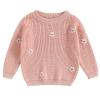 Mubineo Baby Girl Winter Clothes Cute Flower Sweater Crewneck Pullover Long Sleeve Knit Newborn Infant Sweaters (US, Age, 6 Months, 9 Months, Pink) view 1