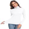 Casual Turtleneck Tops Lightweight Long Sleeve Soft Thermal Shirts for Women White XX-Large view 4