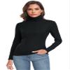 Qaffier Women Turtleneck Long Sleeve Active Shirts Base Layer Black Small view 1