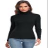 Qaffier Women Turtleneck Long Sleeve Active Shirts Base Layer Black Small view 3