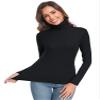 Qaffier Women Turtleneck Long Sleeve Active Shirts Base Layer Black Small view 4