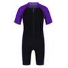 iiniim Kids Girls Two Piece Rash Guard Swimsuit Shirt Top with Boyshort UPF 50+ Sun Protective Swimwear Purple&Black 3-4 view 1