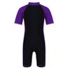 iiniim Kids Girls Two Piece Rash Guard Swimsuit Shirt Top with Boyshort UPF 50+ Sun Protective Swimwear Purple&Black 3-4 view 2