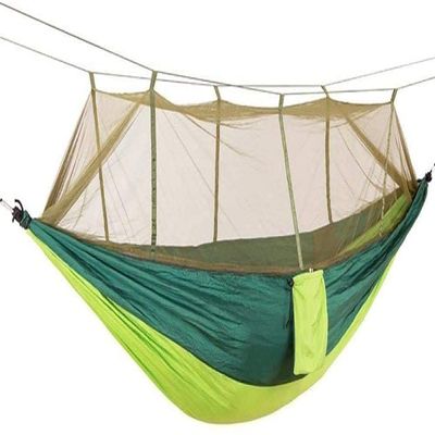 Travel Hammock, 1-2 Person Camping Hammock, Outdoor Portable Parachute Nylon Hammock for Sleeping Travel Hiking, 260 140Cm (Color : Dark and Light Green)