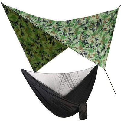 Travel Hammock, Netting Hammock Canopy Tent for Outdoor Camping, Portable Tarp Parachute Swing Chair for Outdoor Hiking Travel Backpacking (Color : Camou Black)