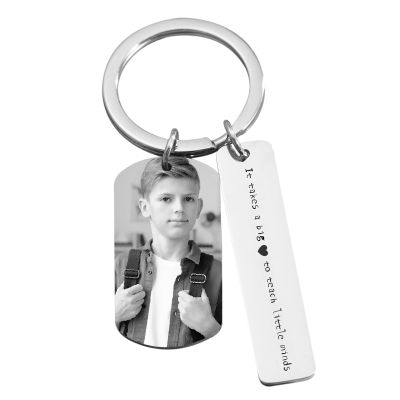 Back to School Decorations Teachers Gift - Custom keychain It Takes a Big to Teach Little Minds Photo Personalized Keychain