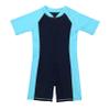 iiniim Kids Girls Two Piece Rash Guard Swimsuit Shirt Top with Boyshort UPF 50+ Sun Protective Swimwear Navy Blue&Sky Blue 10-12 view 3