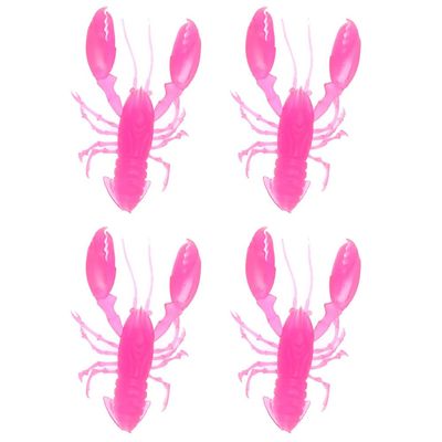 SEIWEI Pack of 4 Crawfish Fishing Lures Glow Craw Swimbaits Grub Worm Lure Swimbaits Tubes Baits Trout Bass Fishing Baits Kit (Pink)