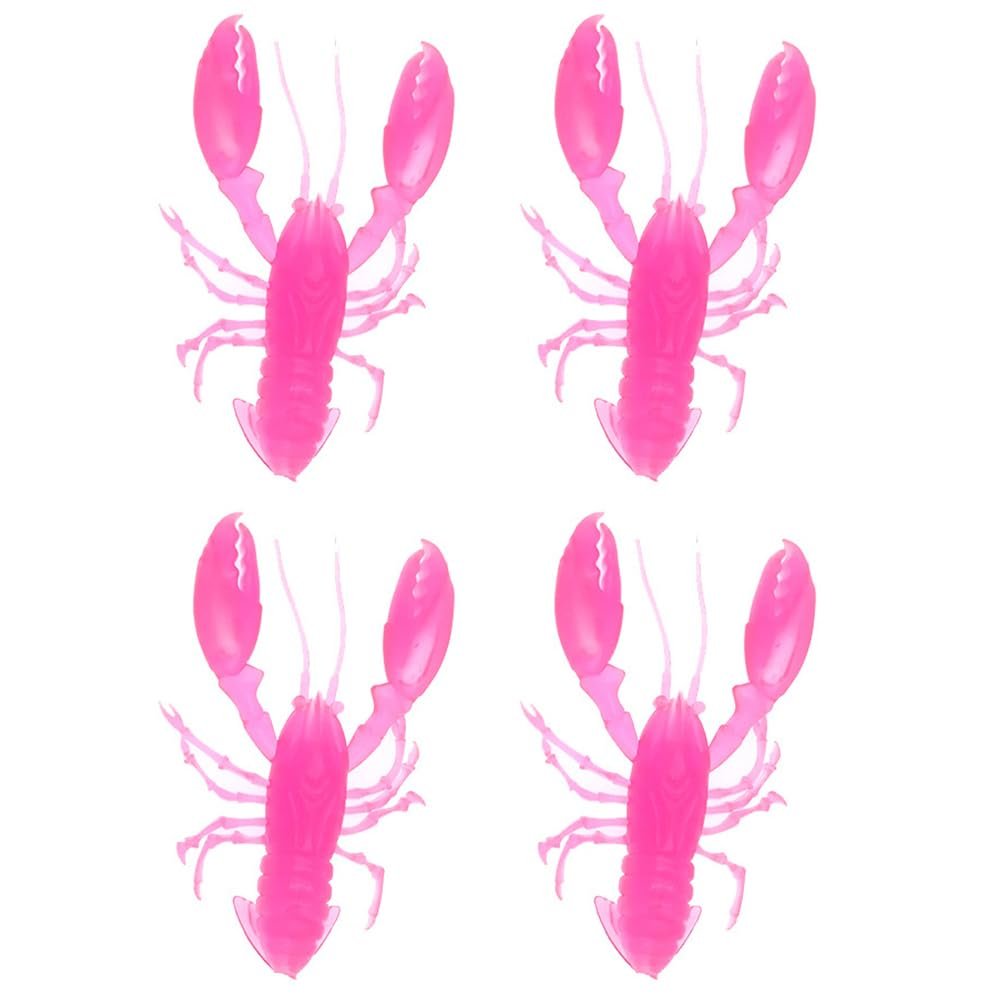 SEIWEI Pack of 4 Crawfish Fishing Lures Glow Craw Swimbaits Grub Worm Lure Swimbaits Tubes Baits Trout Bass Fishing Baits Kit (Pink)