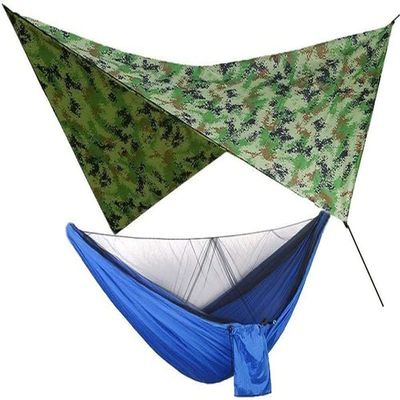 Travel Hammock, Netting Hammock Canopy Tent for Outdoor Camping, Portable Tarp Parachute Swing Chair for Outdoor Hiking Travel Backpacking (Color : Camou Blue)