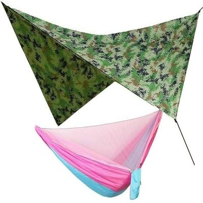 Travel Hammock, Netting Hammock Canopy Tent for Outdoor Camping, Portable Tarp Parachute Swing Chair for Outdoor Hiking Travel Backpacking (Color : Blue Army Green)