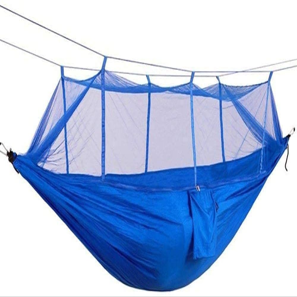Travel Hammock, 1-2 Person Camping Hammock, Outdoor Portable Parachute Nylon Hammock for Sleeping Travel Hiking, 260 140Cm (Color : Blue)