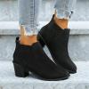 Ladmiple boots for women low heel black Women's Ankle Boots Thick Heel Chunky Stacked Low Block Heels Side Zipper Cowboy Cowgirl Western Fall Short Booties 2024 view 2