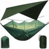 Portable Travel Hammock, Outdoor Camping Hammock with Mosquito Net and Sun Shelter, Double Parachute Swing Chair (Color : Green and Green) view 1