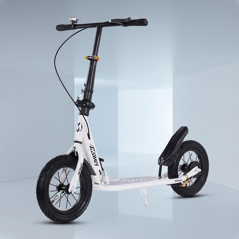 GLDDFDG Scooter for Adults -Foldable, Lightweight, Adjustable Adult Scooter,330 Lbs Capacity,Big Wheels,Extra-Wide Deck,Anti-Slip Rubber Grips,Installation-Free Desigh,Ideal Gift for Kids Tenns Adul