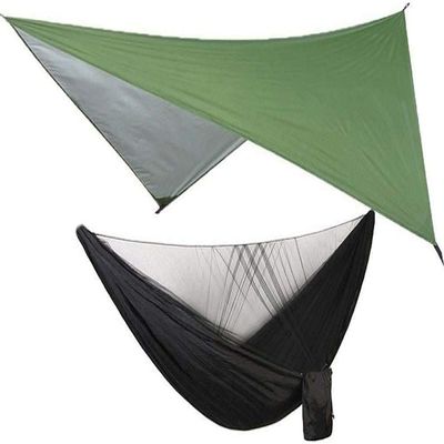 Travel Hammock, Netting Hammock Canopy Tent for Outdoor Camping, Portable Tarp Parachute Swing Chair for Outdoor Hiking Travel Backpacking (Color : Army Black)