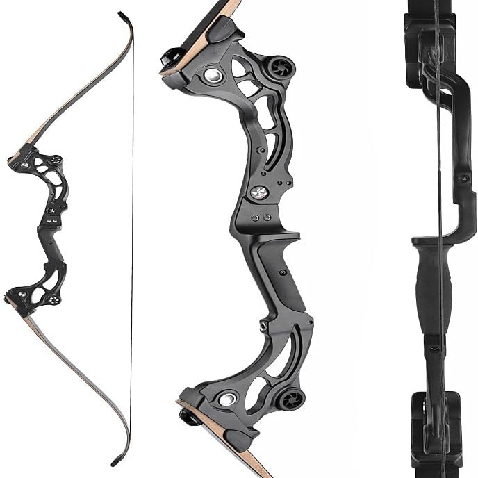 AMEYXGS Archery 64''Takedown recurve bow/hunting bow set has 30 35 40 45 50 55LB Aluminum-magnesium alloy handle, bamboo sheet glass fiber bow limbs for RTH (40 lb, only bow)
