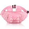 Pink Fanny Pack for Women Teen Girls Mini Mouse Fanny Pack Cute Bowknot Polka Dot Waist Pack Outdoor Travel Waist Bag Cartoon Hiking Belt Bag Bum Bags with Mouse Ears view 1