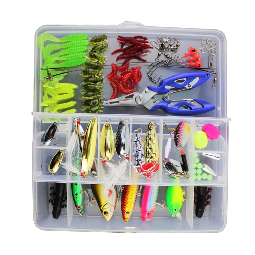 BESPORTBLE 101-piece -in-one Fishing Lure Set Full Tackle Box Treble Hooks for Freshwater Saltwater