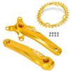 LHHL Square Taper Crankset Bikes 170mm Mountain Bike Aluminum Alloy Crank Arm Set 104/64BCD 32/34/36/38T Narrow Wide Chainring Support Single/Double/Triple Chainring (Color : Gold 170mm, Size : 38T) view 1