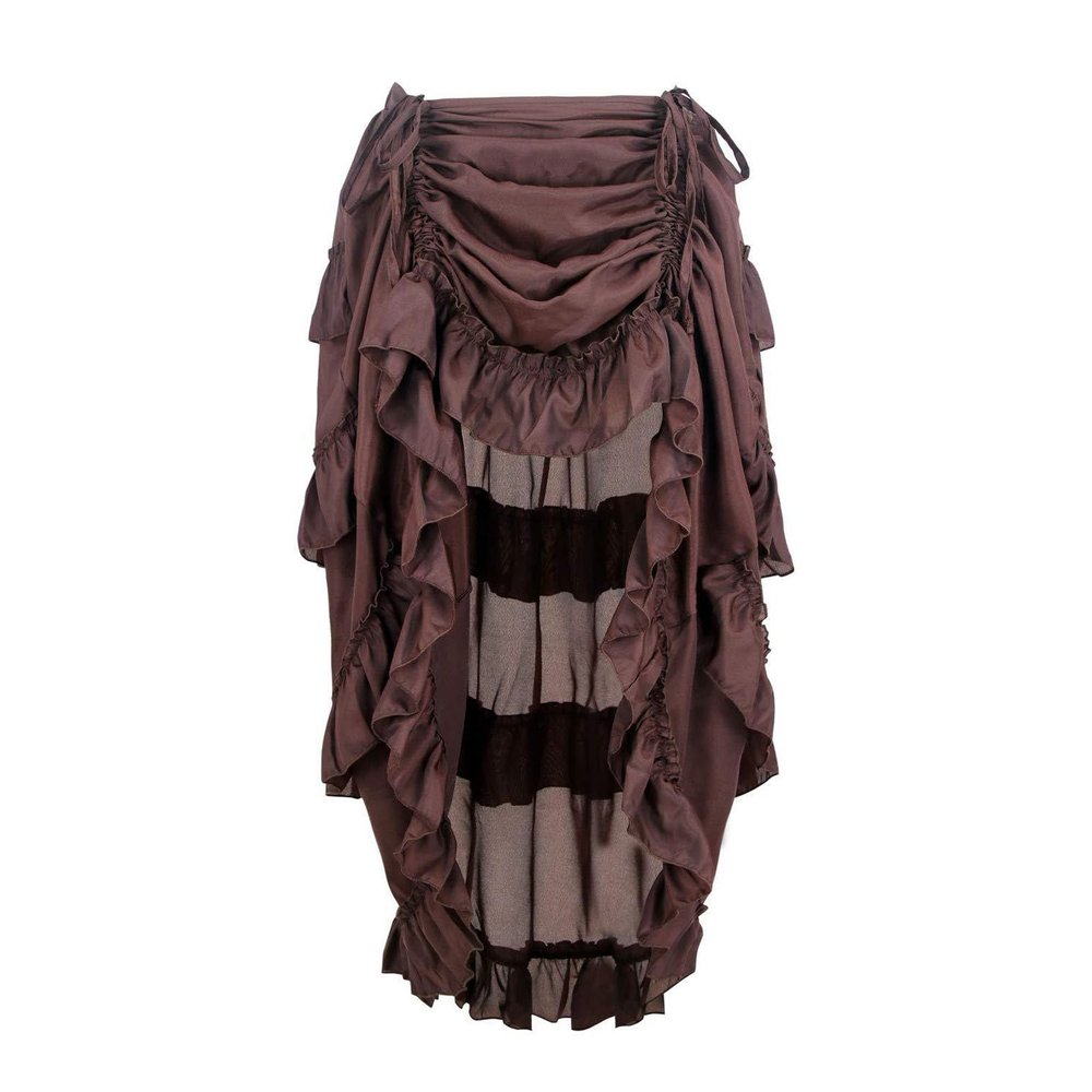 Kuluzego A-A12 Coffee Skirts for Women Long Victorian Gothic with Slit Renaissance Peasant Steampunk Skorts Ladies 2025 Clothes Country Concert Y2K OU M