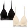 Calvin Klein Kids Girls' Seamless Hybrid Bra 2-Pack, Nude/Black, 32A view 1