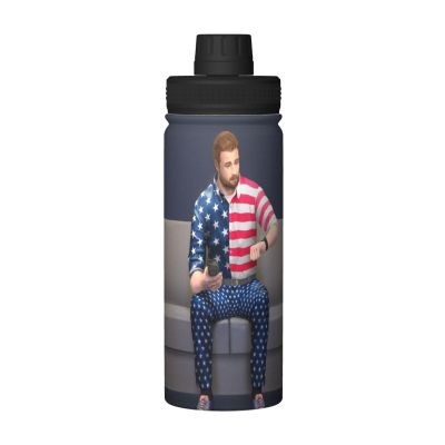 Rhomba Sport Double Layer Stainless Steel Water Kettle Outdoor Leak-Proof Wide Mouth Patriotic Usa Men Drinking Bottle 18 Oz For Camping Hiking Climbing Running