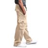 Men's Heavyweight Fleece Cargo Sweatpants Elastic Waist Baggy Drawstring Joggers Casual Stretch Workout Athletic Trousers view 3