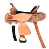 8" 10" 11" 12" 13" Western Kids Horse Barrel Saddle for Horse Riding, Floral Tooled Saddle with Silver Conchos Black Purple Pink Teal Brown (only Saddle, Black, 8" Seat) view 1