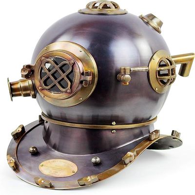 18" Scuba Diving Nautical Helmet | Maritime Ship's Decorative Helmet (Antique Scutter Brown)
