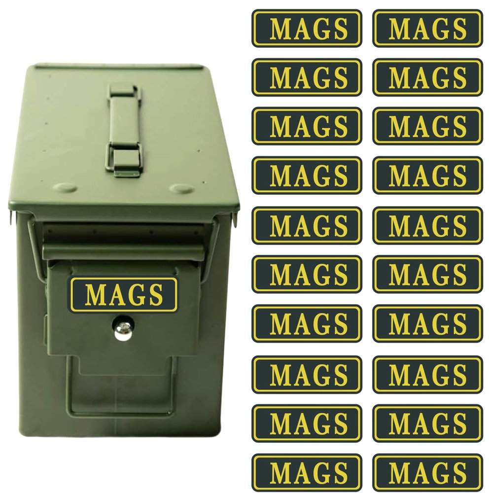 Mags Ammo Can Stickers - Organize and Identify Your Ammunition Collection for Gunsmiths and Armorer -Decal Label 9MM 5.56 7.62 12GA .22 .223 .308 .300 .380 .45 (20 Pack)