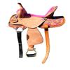8" 10" 11" 12" 13" Western Kids Horse Barrel Saddle for Horse Riding, Floral Tooled Saddle with Silver Conchos Black Purple Pink Teal Brown (only Saddle, Pink, 12" Seat) view 1